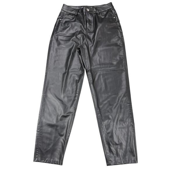 Zara Mom Faux Leather Pants In Black Womens Size 4 - Picture 3 of 6